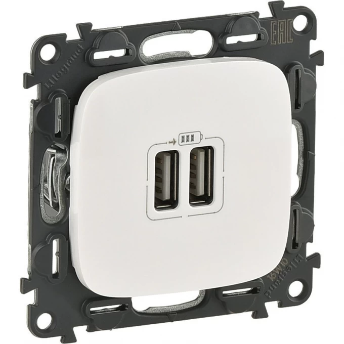 Зарядное устройство LEGRAND Valena ALLURE с двумя USB-разьемами 240В/5В 1500мА с лицевой панелью белый 754995 Зарядное устройство LEGRAND Valena ALLURE с двумя USB-разьемами 240В/5В 1500мА с лицевой панелью белый 754995
