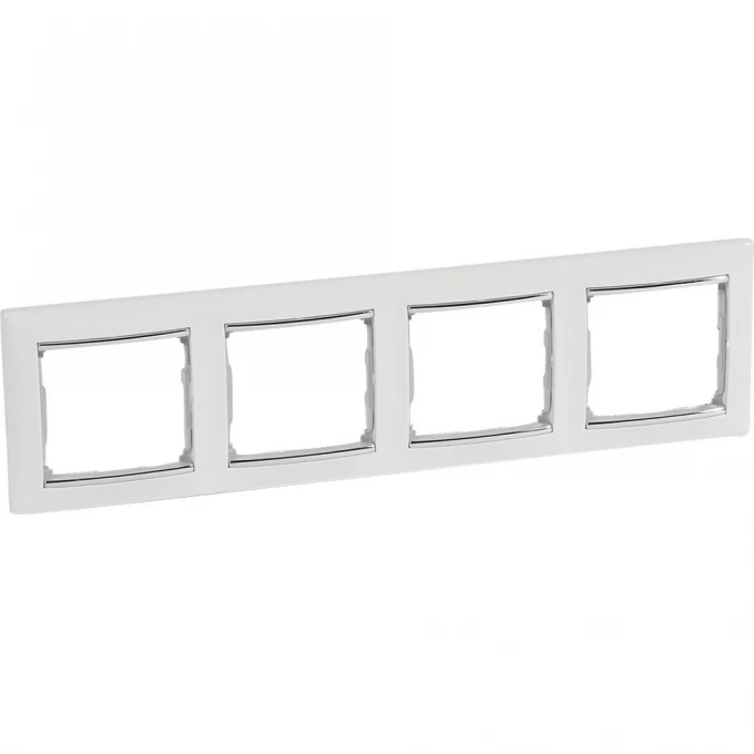 Рамка LEGRAND Valena 4 поста горизонтальный монтаж белый/серебряный штрих 770494